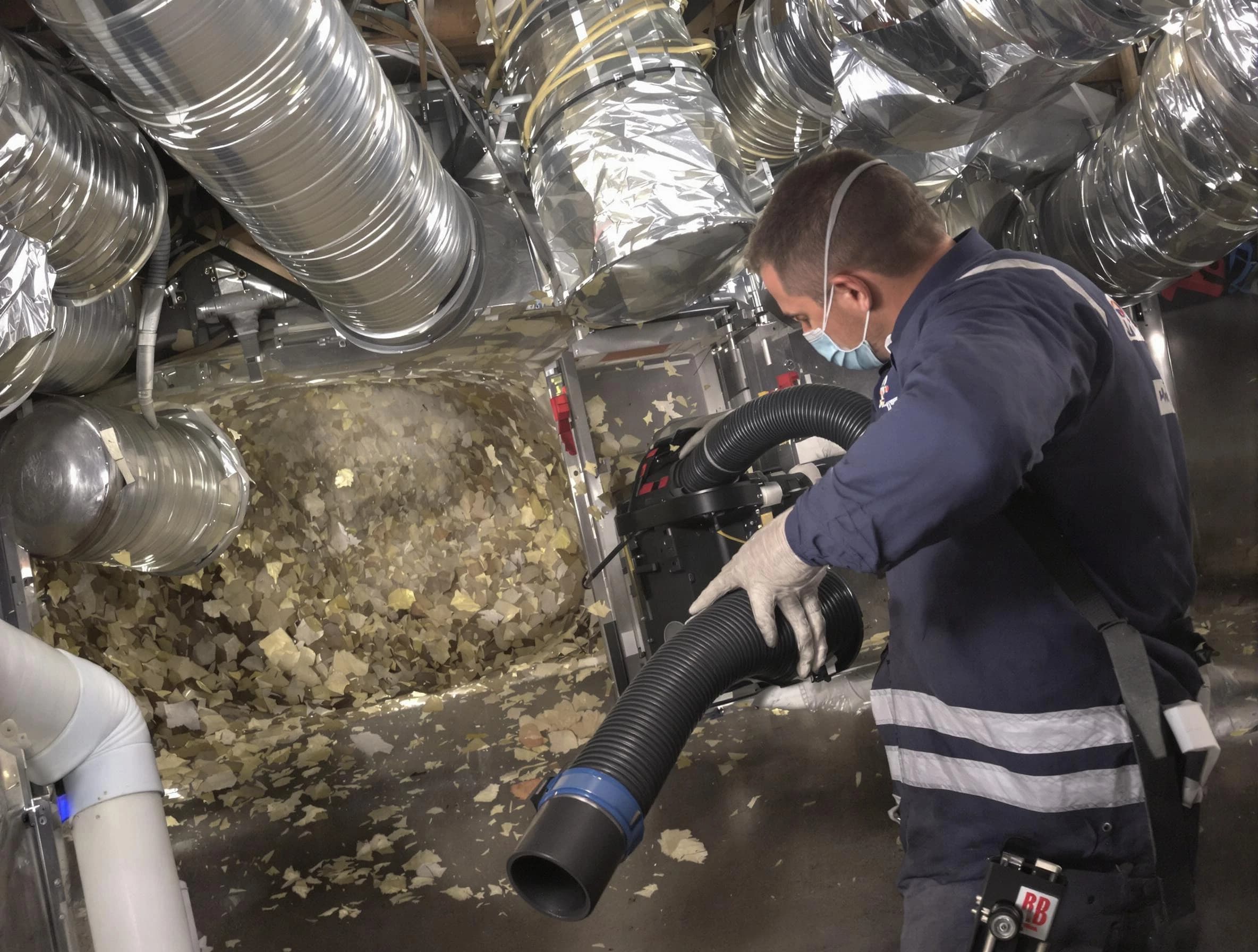 Roy Air Duct Cleaning specialist operating negative pressure cleaning equipment for thorough duct maintenance in Roy