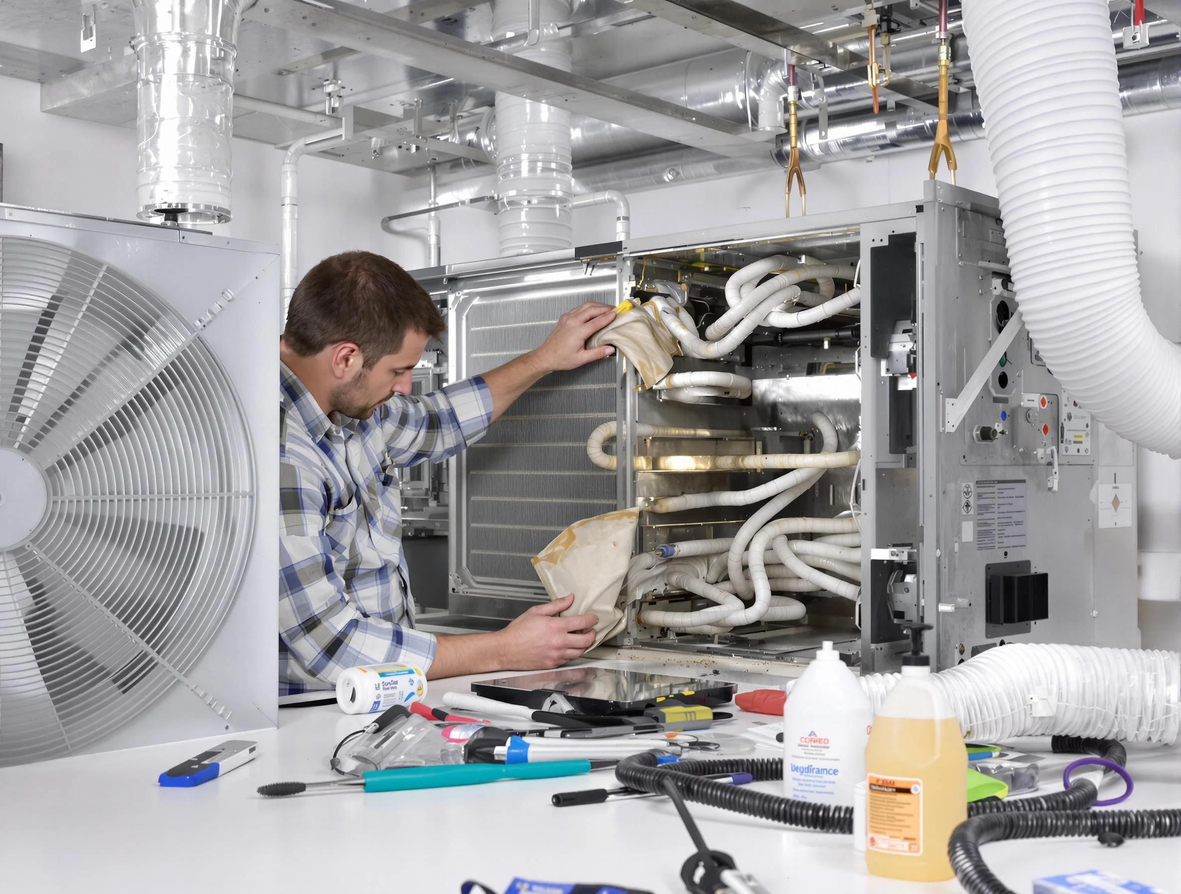 Roy Air Duct Cleaning specialist performing precision AC coil cleaning in Roy